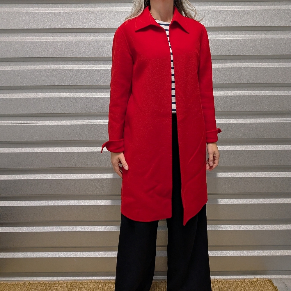 Y2K LINDA ALLARD ELLEN TRACY red wool car coat M